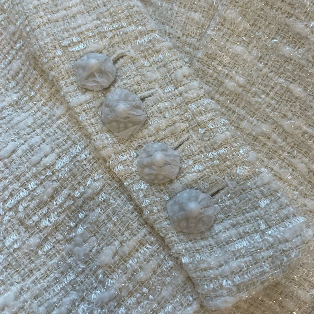 2022 spring Self-Portrait Cream Boucle Mini Dress - Picture 10 of 14